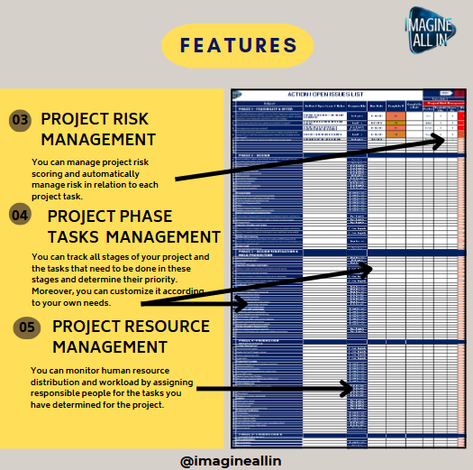 PROJECT MANAGEMENT ALL IN ONE EXCEL TOOLKIT; Project Phases + Project Management Dashboard